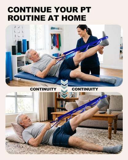 Trideer Leg Lifter Strap Mobility Aid, Non-Elastic Stretching Strap with Loops, Post-Surgery Knee Hip Leg ROM Recovery, Assist Strap for Bed Car Transfers, Yoga Strap for Stretching (Blue)