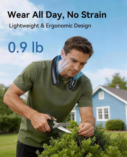 Neck Air Conditioner, Portable Neck Fan with Large Cooling Area, 22H Max Cooling, 100 Speeds, 6000mAh Battery, Digital Display, Wearable Fan for Outdoor Work, Office & Travel Black