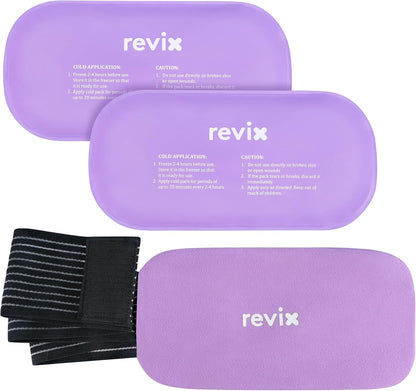 REVIX Ice Packs for Injuries Reusable, 2 Packs Hot and Cold Pack with Adjustable Strap, Flexible Ice Wraps for Joints and Muscle, Rotator Cuff, Back, Knee Discomfort Relief (10" x 5" Blue)