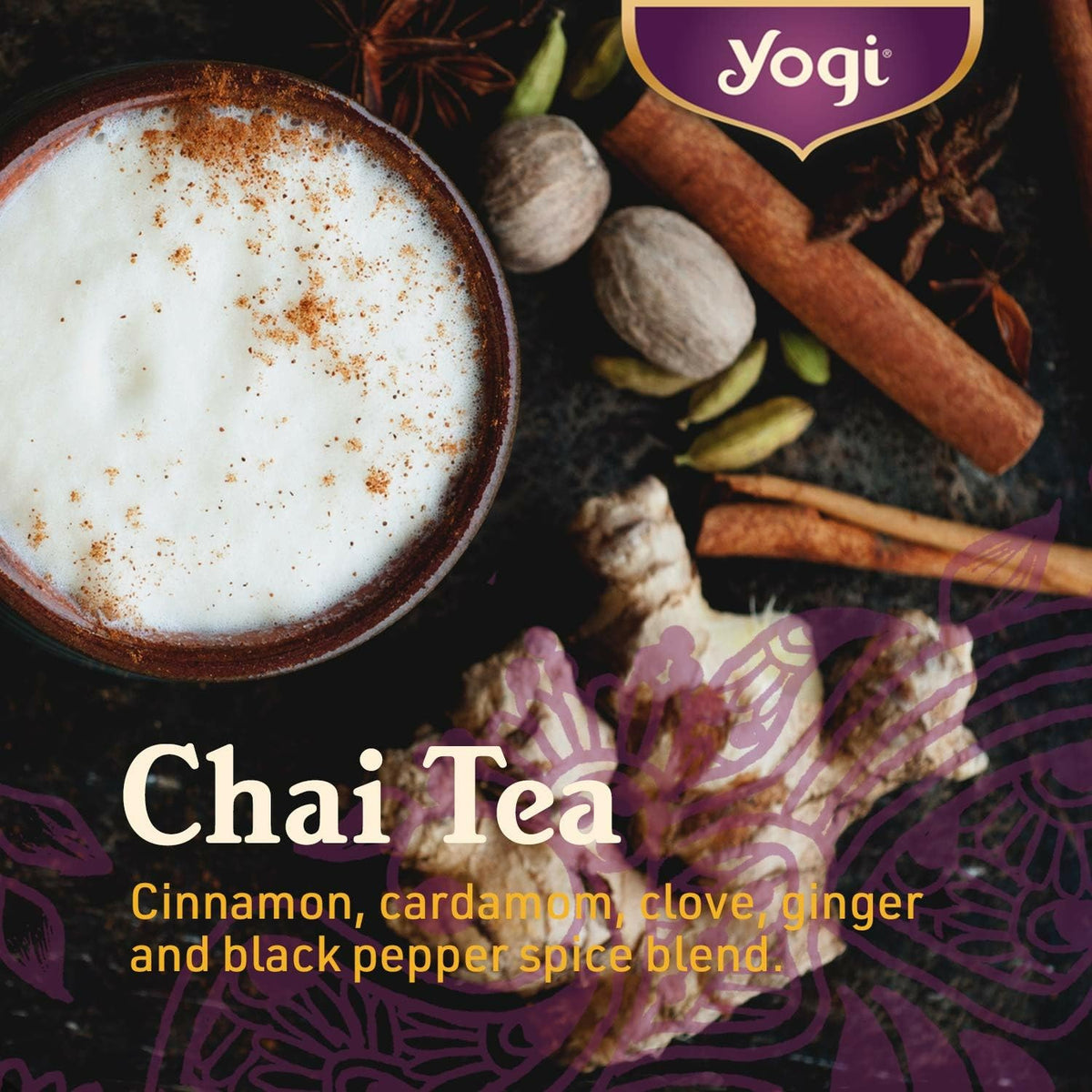 Yogi Honey Chai Turmeric Vitality Tea, 16 Tea Bags (6 Pack)