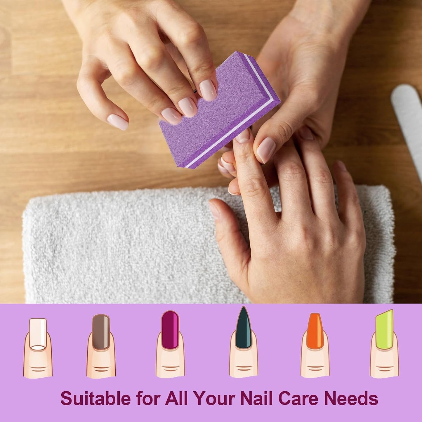 Pink Professional Nail Buffer Set - 30 Pcs, Acrylic & Natural Nails, 100/180 Grit Buffer Blocks