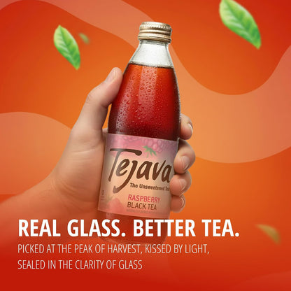Tejava Raspberry Unsweetened Black Iced Tea, 12 fl oz, Pack of 4