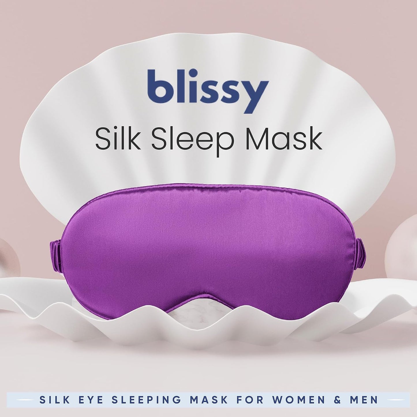 Blissy Silk Sleep Mask - Eye Sleeping Mask for Women & Men for Total Blackout - 100% Pure Mulberry Silk, 22 Momme 6a Fibers - Blindfold Sleep Mask Side Sleeper Eye Cover (Non Adjustable)