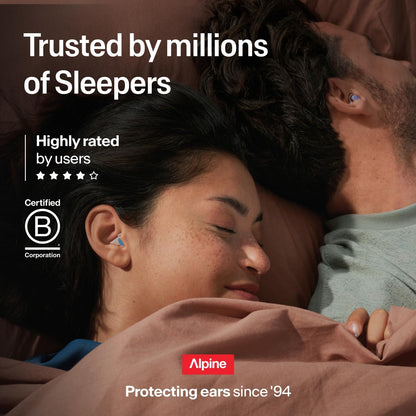Alpine SleepDeep Earplugs for Sleeping – Side Sleepers & Snoring – Ultra-Soft Noise Reducing Earplugs – 27dB SNR – Hypoallergenic, Silicone-Free – 3 Pairs (S, M, L)