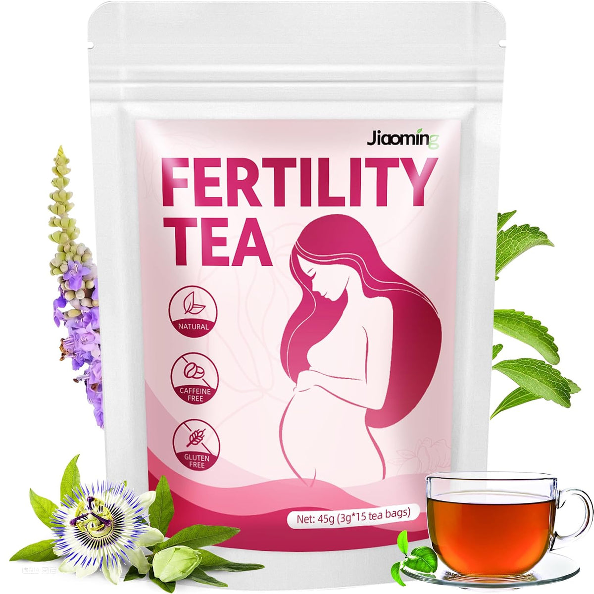 Jiaoming Fertility Tea for Women, Be An Easy Mama to Help With Conception Ovulation, Chinese Natural Herbal Female Hormone Balance Teabags