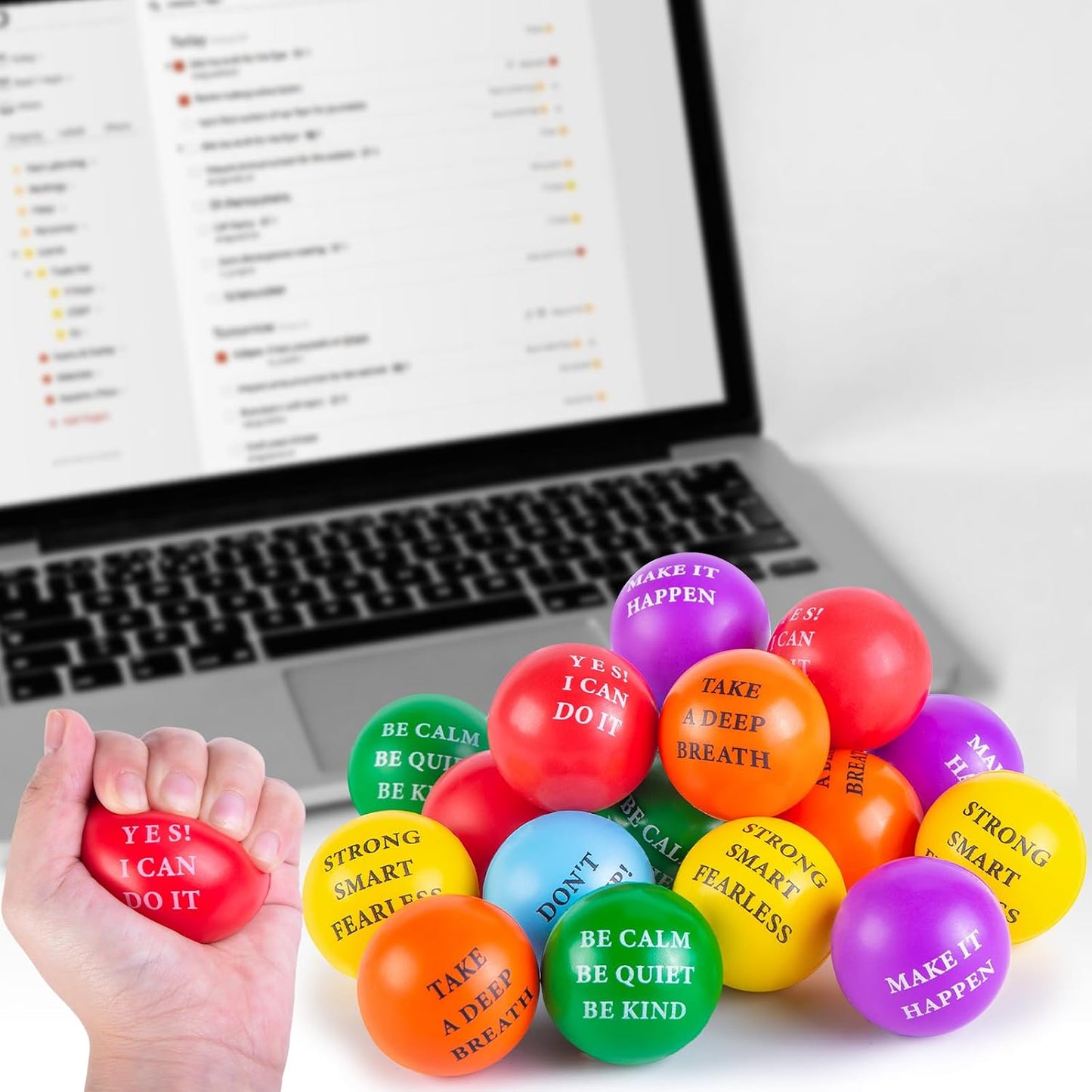 LOVESTOWN 18 PCS Motivational Stress Relief Balls, Squeeze Toys, 2 Inch