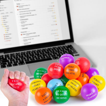 LOVESTOWN 18 PCS Motivational Stress Relief Balls, Squeeze Toys, 2 Inch
