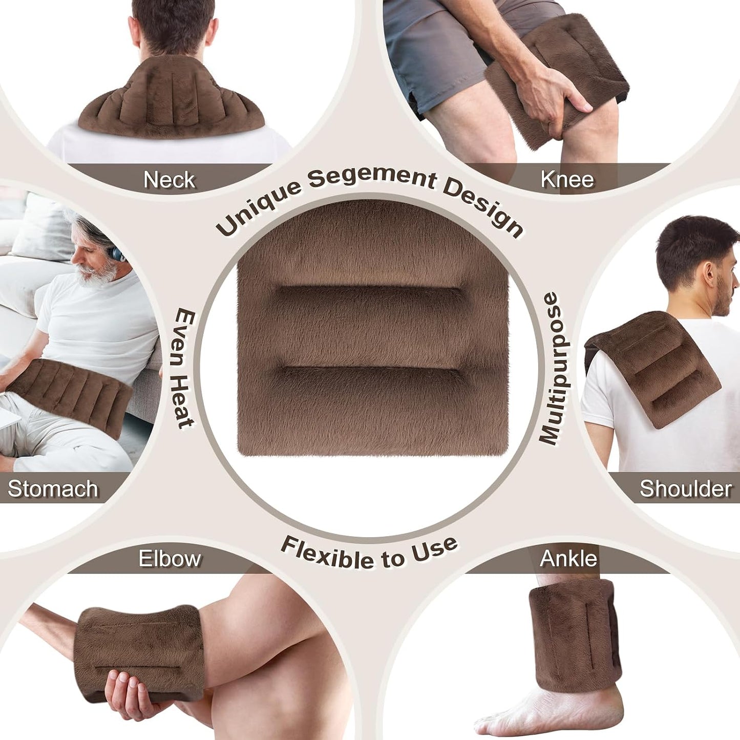 SuzziPad Microwavable Heating Pads for Neck and Shoulder Back Discomfort, 7x16 Fatigue Soothing Heated Pad Microwave, Moist Hot Packs, Unscented Heat Pack for Aches, Sore Muscle, Gray