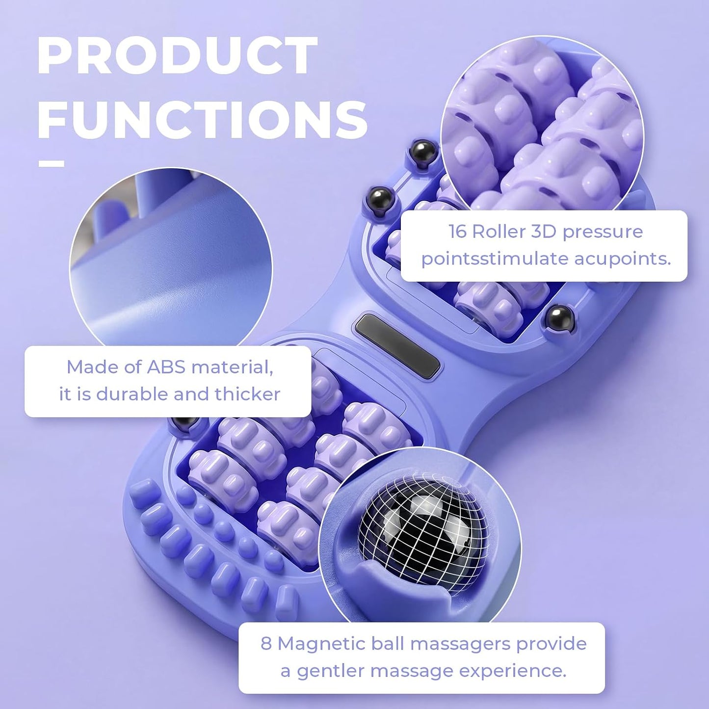 16 Wheel Foot Roller Massager, Ergonomic Feet Rolling Massager with 8 Magnetic Pressure Points for Circulation