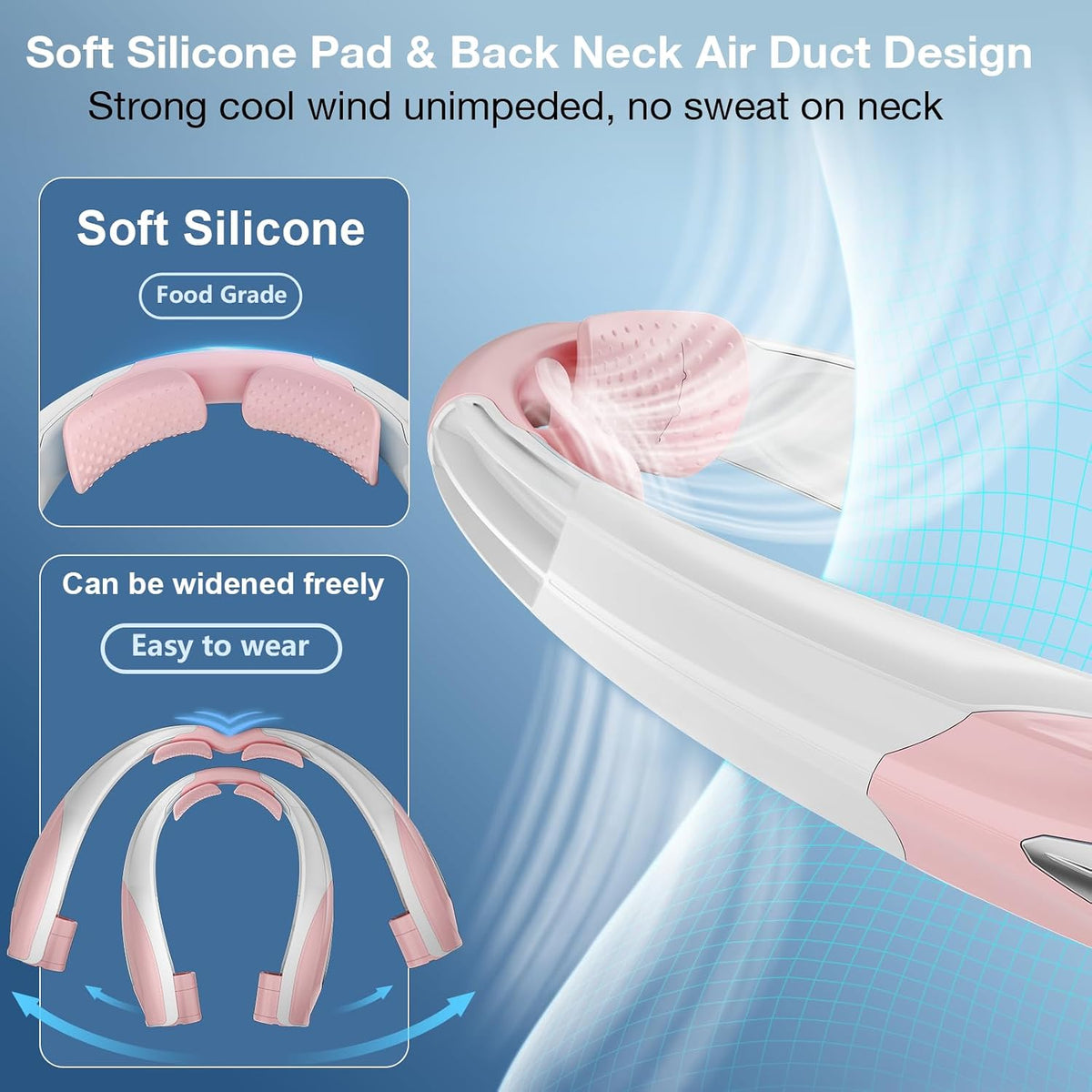 Hionly AI Neck Fan, 6 Speeds Adjustable Portable Personal Fan Rechargeable, Faster Cooling Wearable Fan, Ultra Quiet for Home, Office, Travel, Outdoor