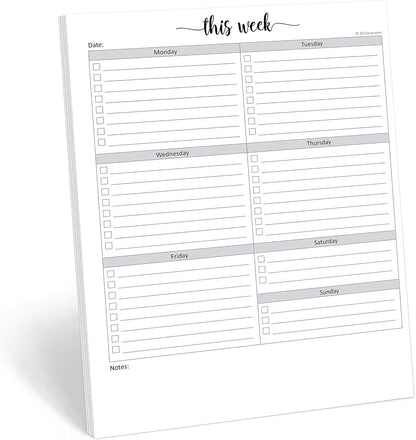 321Done Weekly Checklist Notepad, 5.5x8.5 Size Pad - 50 Tear-Off Sheets, Undated Monday-Sunday Schedule, Daily Task Planner for Home, Office & Student Use - Made in USA