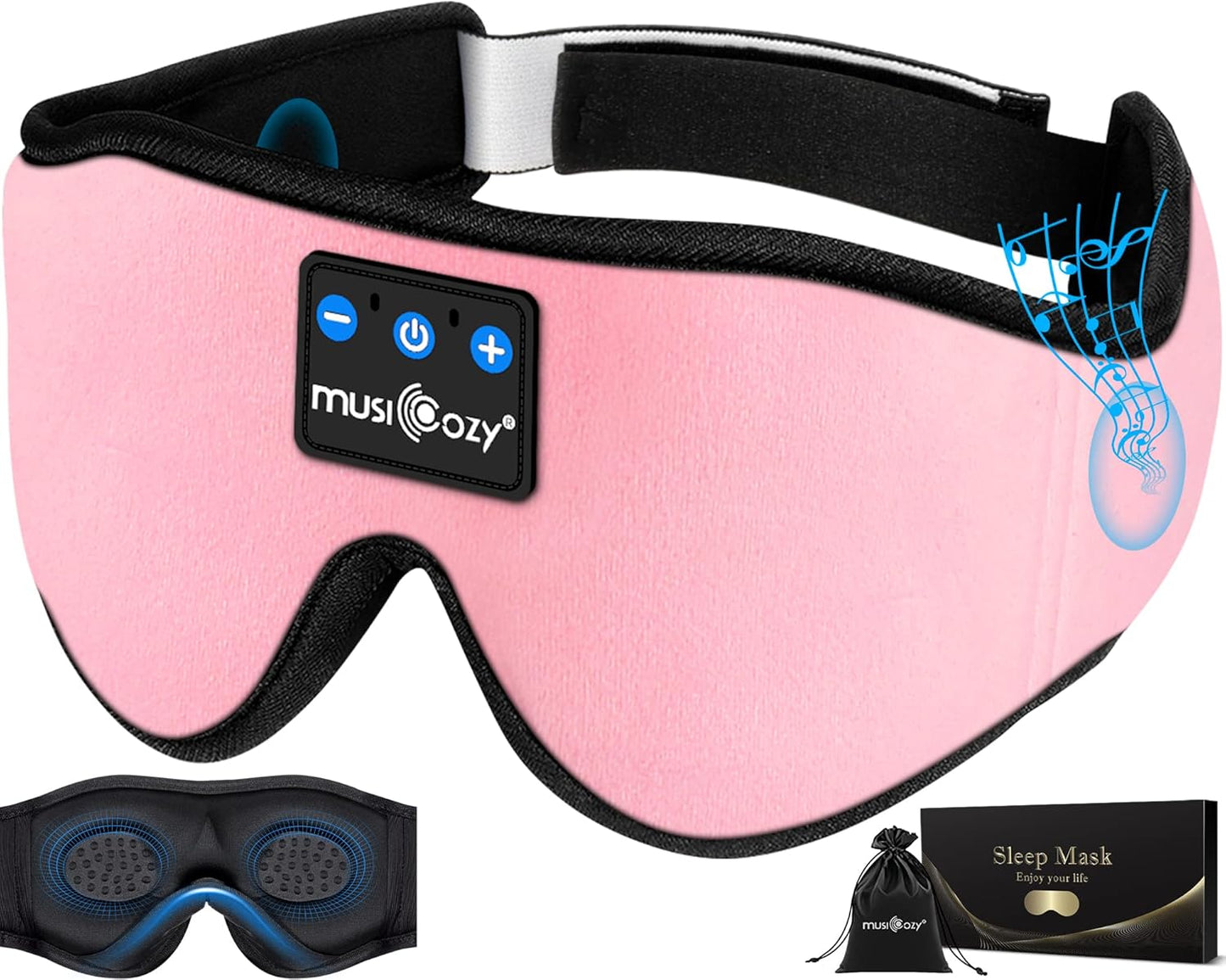 MUSICOZY Sleep Headphones, Bluetooth 5.4 Sleep Mask Headband Headphones Sleeping Eye Mask, Wireless Music Earbuds Earphones with HD Stereo Speakers for Side Sleepers, Cool Gadgets Unique Gift
