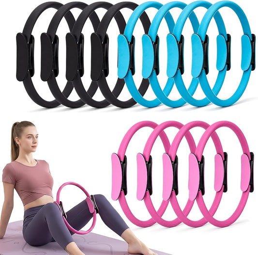 12 Pack Pilates Accessories for Women, 15 Inch Pilates Ring Magic Circle for Home Gym Essentials, Yoga & Pilates Equipment for Beginners Ab Trainer and Butt, Core, Leg Workout Equipment.