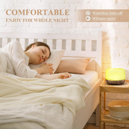 Homeweeks 300ml Essential Oil Diffuser, Quiet Aromatherapy Mist Diffusers for Essential Oils, Wood Grain, Ultrasonic, Remote Control, Timer, 7 Colors Light for Bedroom (300ml)