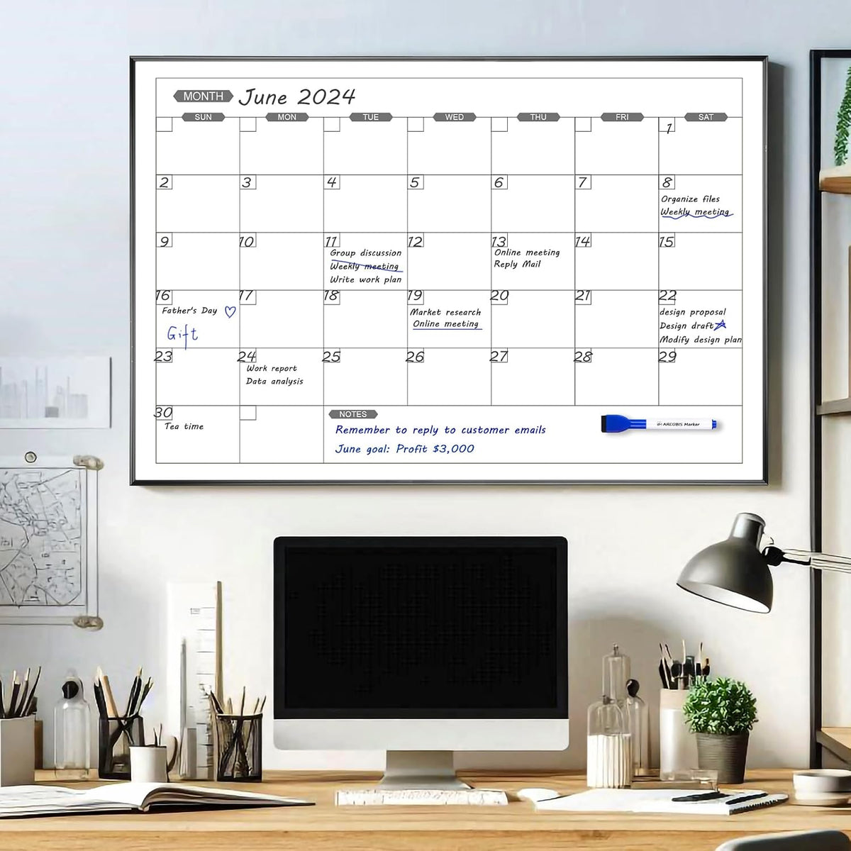 ARCOBIS Monthly Calendar Whiteboard