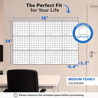 Large Dry Erase Calendar for Wall 36x48, Big Classroom Giant Month, Undated Reusable Family Monthly, Rolled Whiteboard White Board, Calendar Dry Erase Planner for Wall Erasable Large Office 48x36