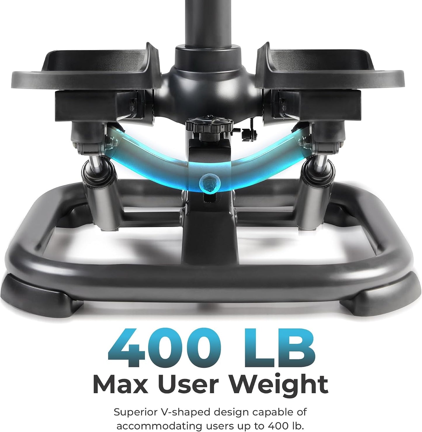 Sunny Health & Fitness 2-in-1 Power Stepper, 400 lb Weight Capacity, Resistance Bands, Height-Adjustable, Low-Impact Cardio, Bluetooth + SunnyFit App, SF-S021054