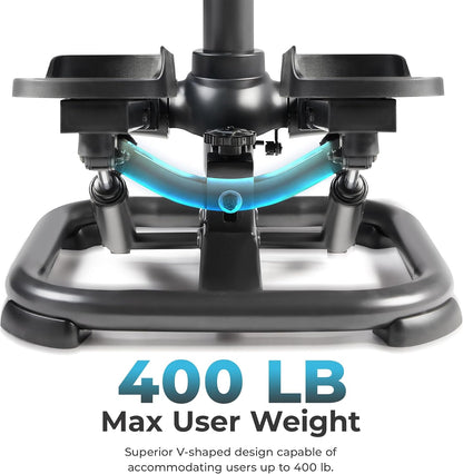 Sunny Health & Fitness 2-in-1 Power Stepper, 400 lb Weight Capacity, Resistance Bands, Height-Adjustable, Low-Impact Cardio, Bluetooth + SunnyFit App, SF-S021054