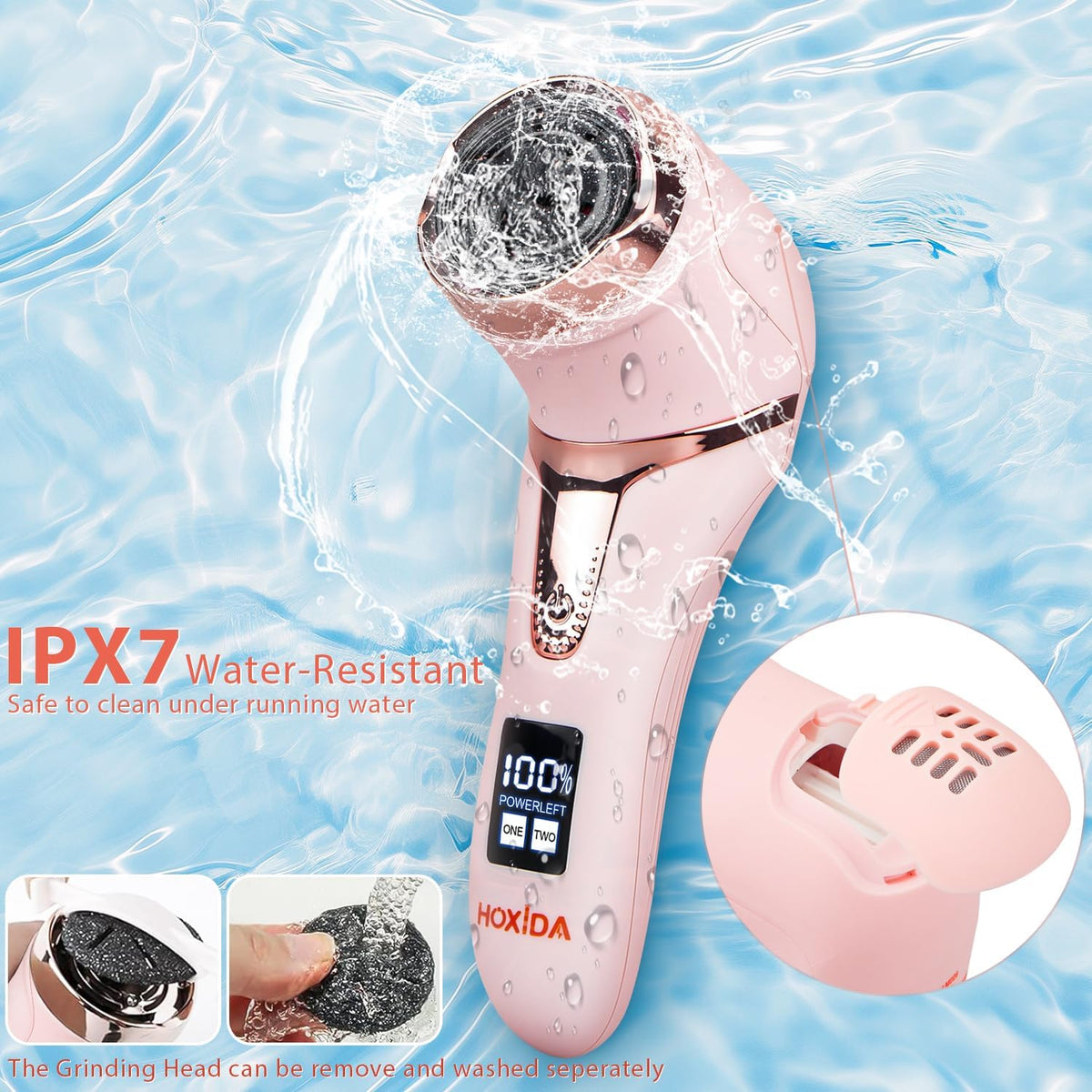 Electric Callus Remover for Feet with Vacuum, Professional Pedicure Tools Kit, Rechargeable Waterproof Foot File for Foot Care Deadskin Remover with 3Heads&2Speed,LCD Display