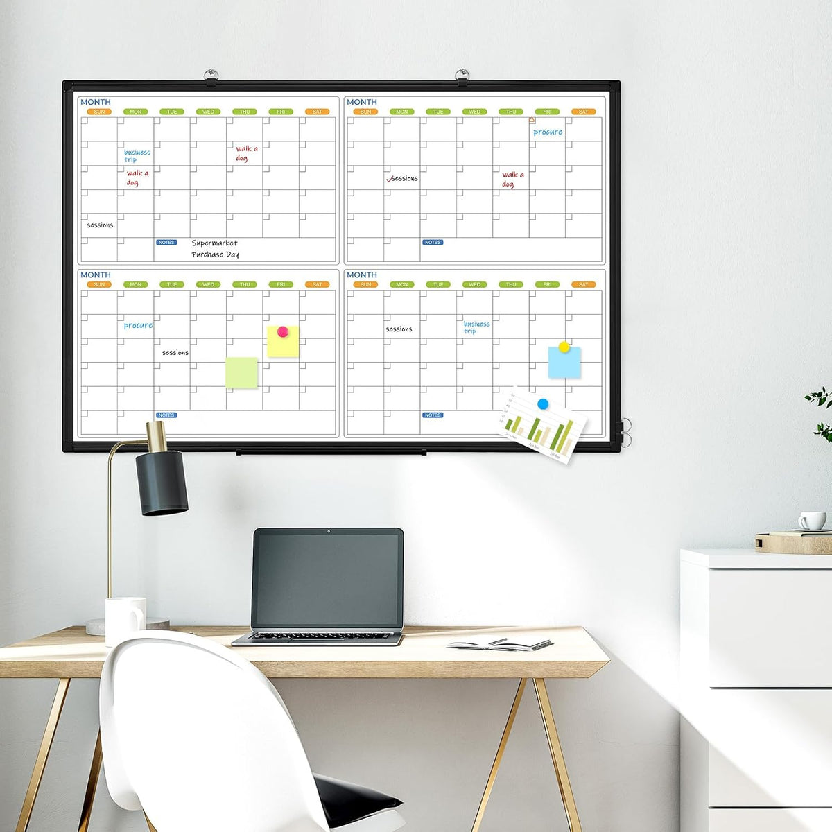 24" x 18" Magnetic Monthly Dry Erase Whiteboard Calendar for Wall