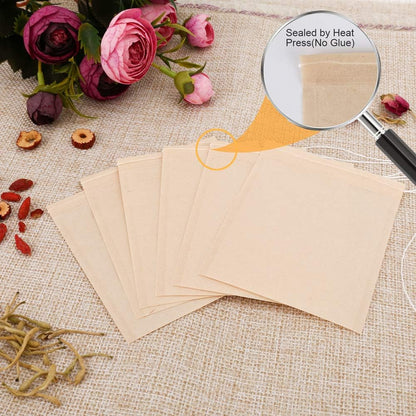 100PCS Tea Filter Bags, Disposable Tea Bags for Loose Leaf Tea, Drawstring Empty Tea Infuser, BetyBedy Tea Steeper, Natural Wood Pulp Paper Material, 1-Cup Capacity（3.15 x 3.94 inch）