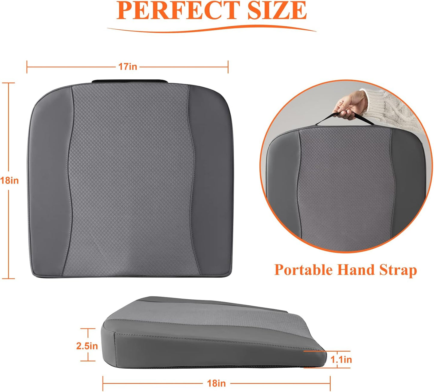 Lofty Aim Car Seat Cushion, Comfort Memory Foam Car Cushions for Driving - Sciatica & Lower Back Pain Relief, Driver Seat Pillow for Auto, Office Chair, Wheelchair - Black