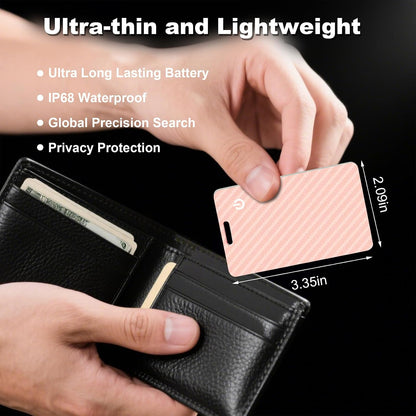 Wallet Tracker Card, Slim Rechargeable Bluetooth Item Locator, Smart Finder Compatible with Apple Find My for Wallet, Luggage, Passport, IP68 Waterproof (iOS Only) (Carbon Fiber Black)