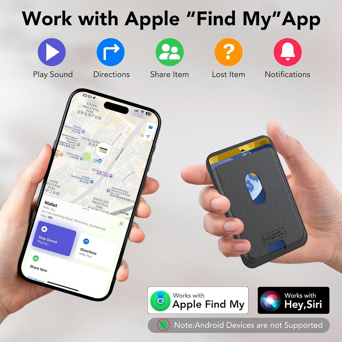 IKT for Magsafe Wallet, Work with Apple Find My Tracking, Strongest Magnetic Leather Card Holder Wallet for iPhone 17/16/15/14/13/12 Pro Max Air Plus, Wireless Charging, 3-Cards RFID Holder, Black