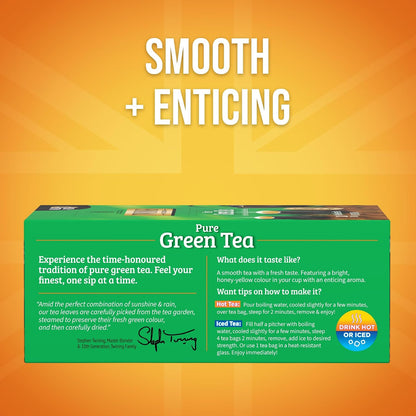 Twinings Pure Green Tea Individually Wrapped Bags, 100 Count (Pack of 1), Smooth & Refreshing, Caffeinated, Enjoy Hot or Iced, 100 Teabags