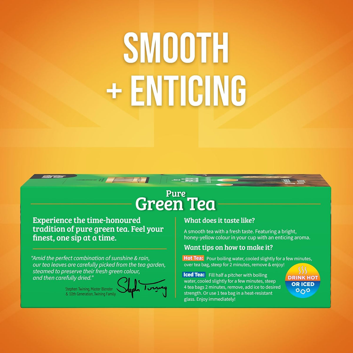Twinings Pure Green Tea Individually Wrapped Bags, 100 Count (Pack of 1), Smooth & Refreshing, Caffeinated, Enjoy Hot or Iced, 100 Teabags