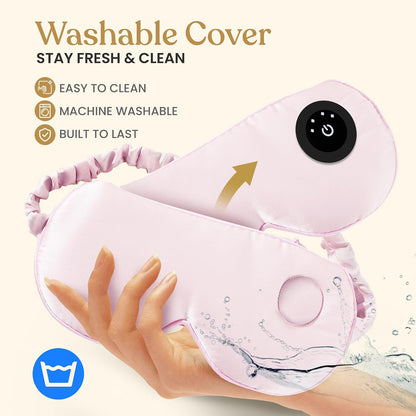 Silk Cordless Heated Eye Mask for Dry Eyes - Heating Warm Electric Mask Hot Moist Compress Heating Pad, Blepharitis, Chalazion, Stye - USB Rechargeable Sleep Mask - Pink