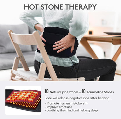 UTK Vibrating Far Infrared Heating Pad for Back Pain Relief, Hot Enough, Fathers Day Dad Gifts for Men, Massager Heating Pads for Lower Back, 16 Timers Auto-Off, 20 Natural Jade, 35-55" Adjustable