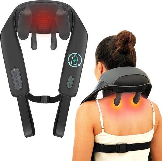 Snailax 4D Cordless Neck and Shoulder Massager with Heat & Kneading, FSA
