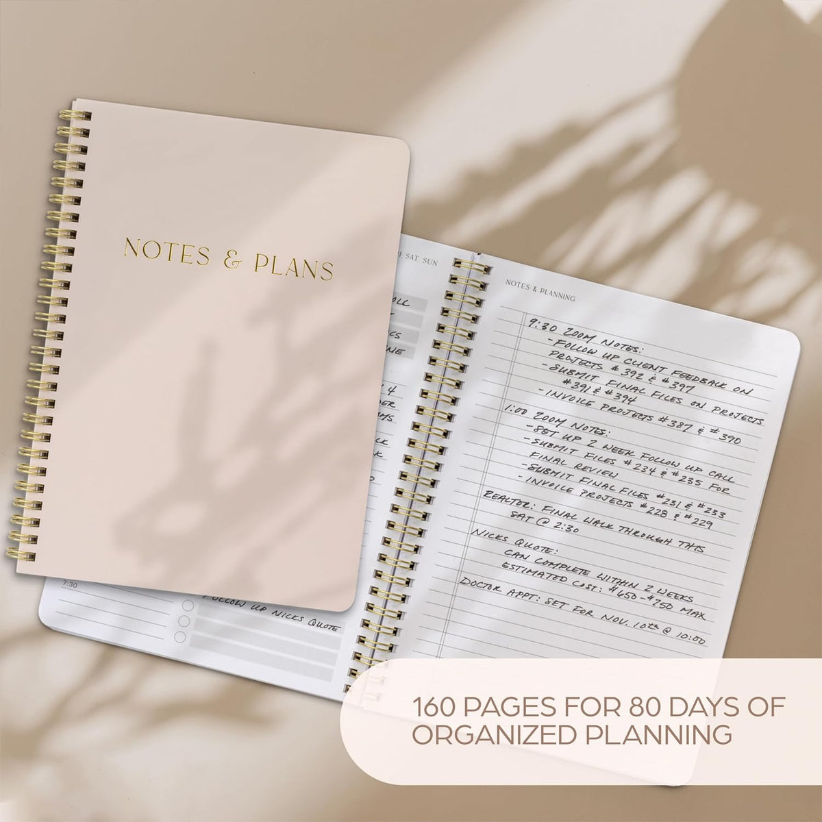 Beautiful Daily Planner And Notebook With Hourly Schedule - Spiral Notebook