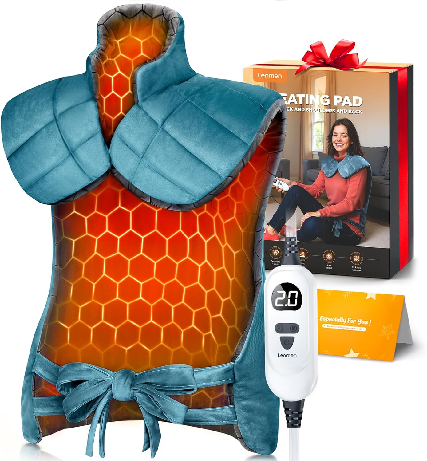 Graphene-Infused Heating Pad with 3X Deeper Back Relief, 30% Heavier Weighted Heating Pad for Neck and Shoulders and Back, 25"x35" Large Electric Heated Pads, Surprise for Mom Women Christmas Birthday