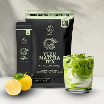 The Harmony Matcha Vanilla (10 Sticks) Premium Sweetened Japanese Matcha Powder, Rich in Antioxidants & L-Theanine, Dairy, Gluten, & Preservative Free, Serve Hot or Iced