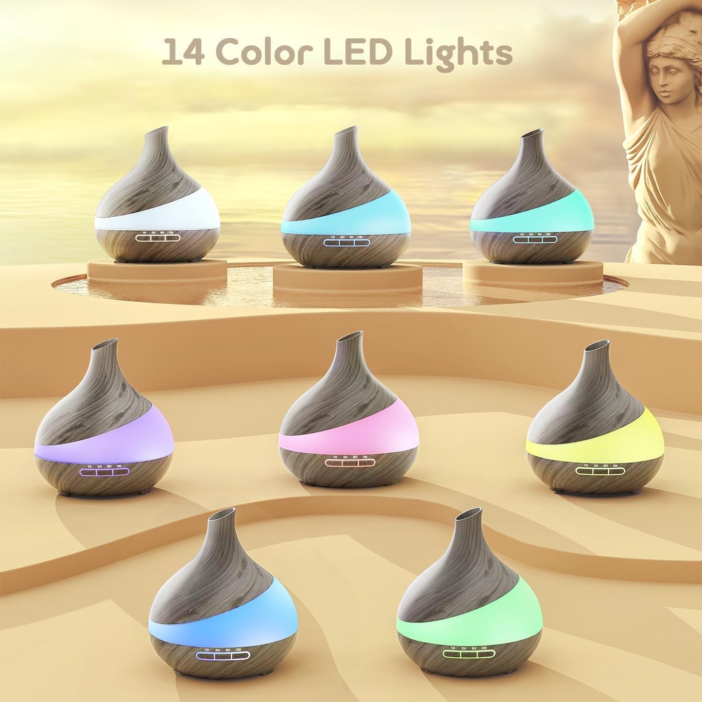 𝟒𝟖%𝐨𝐟𝐟 HJTHJT Essential Oil Diffuser: 500ML Aromatherapy Diffuser with Remote Control for Hotel Spa Yoga Room - Humidifiers for Bedroom with 14 Colors LED Night Light for Kids/Women