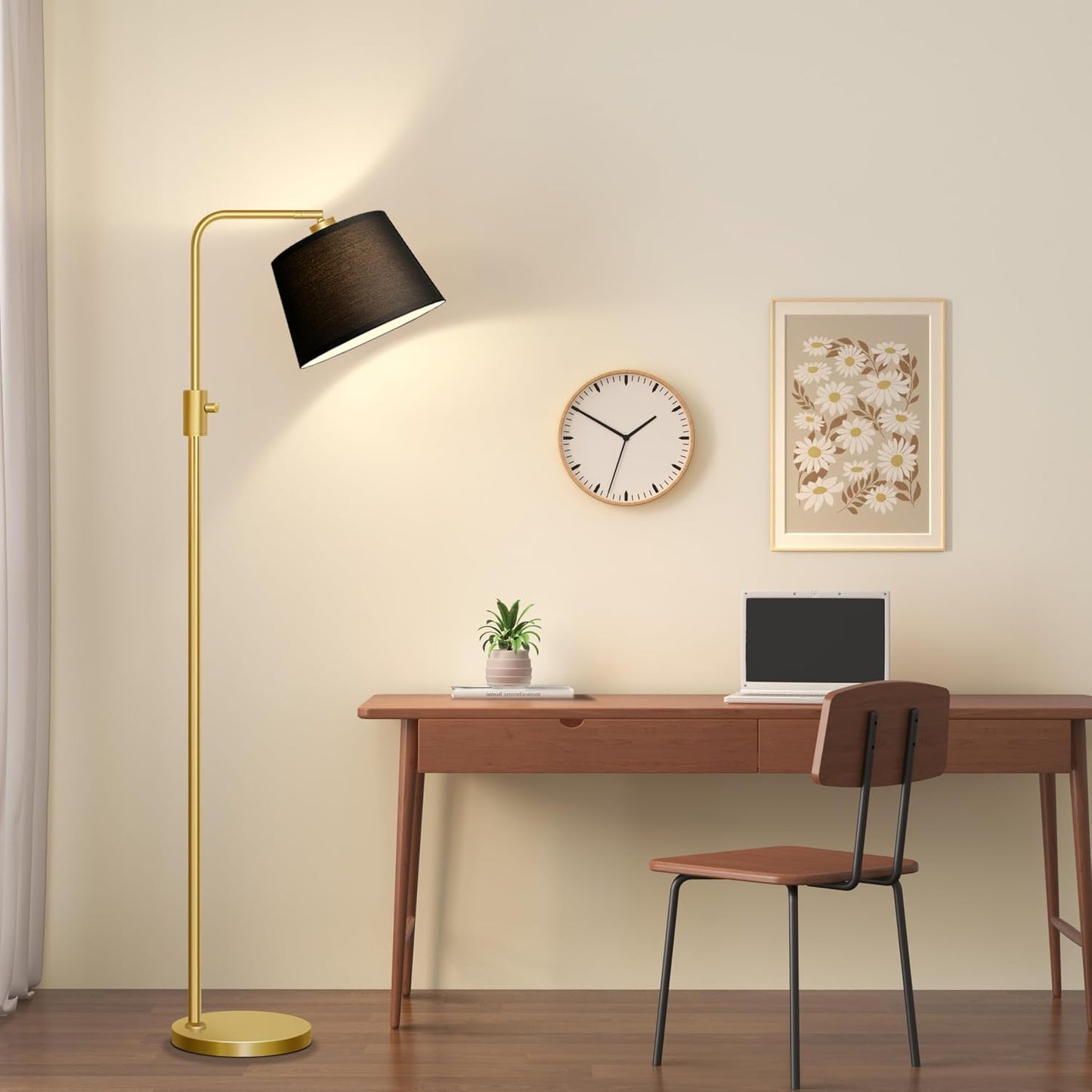 【Upgraded】 Dimmable Floor Lamp, 1000 Lumens LED Edison Bulb Included, Arc Floor Lamps for Living Room Modern Standing Lamp with Linen Shade, Tall Lamp for Bedroom Office Dining Room- Black