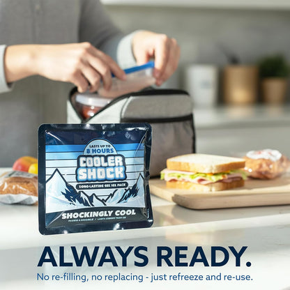 Cooler Shock Reusable Ice Packs for Cooler - Long Lasting Cold Freezer Packs for Coolers and Lunch Boxes - Cooler Ice Packs for Camping Gear, Fishing, Road Trips, Beach Must Haves