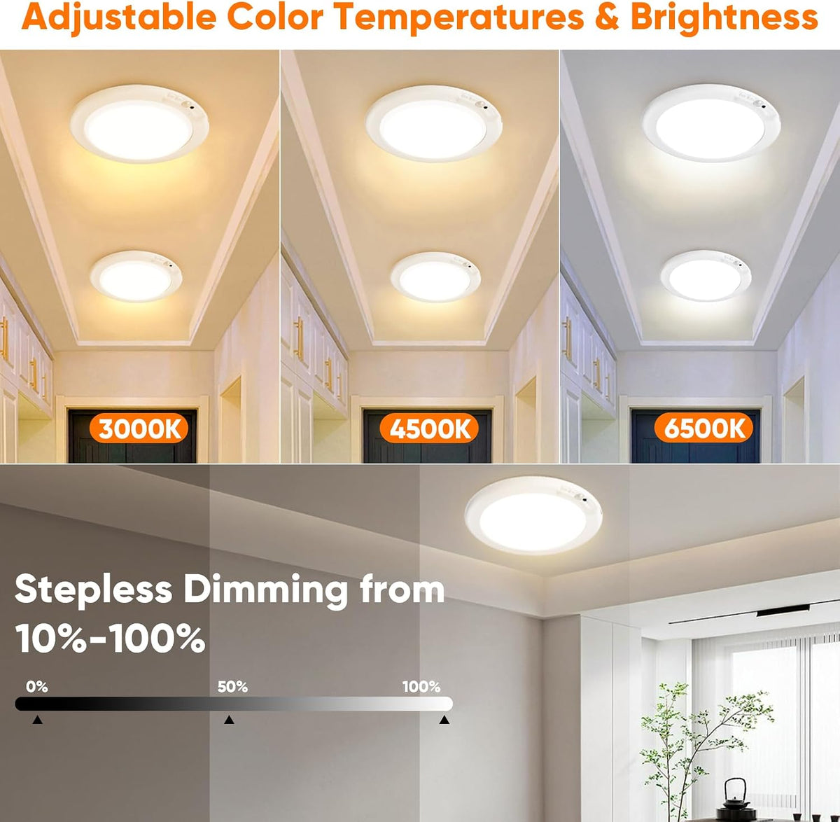 Rechargeable Motion Sensor Ceiling Light, Battery Operated Closet Light