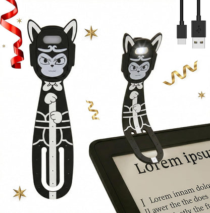 Rechargeable Kids Book Light, Cute Bookmark Reading Light for Kids, Dimmable Portable LED Book Light for Reading in Bed, Eye-Caring Bedtime Reading Lamp for Children & Travel, Black