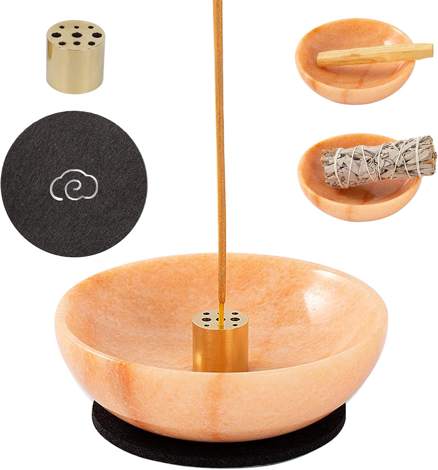 Incense Holder, Beautiful Natural Marble Incense Burner for Meditation, 9 Incense Holes Suitable for Most Types (Black)