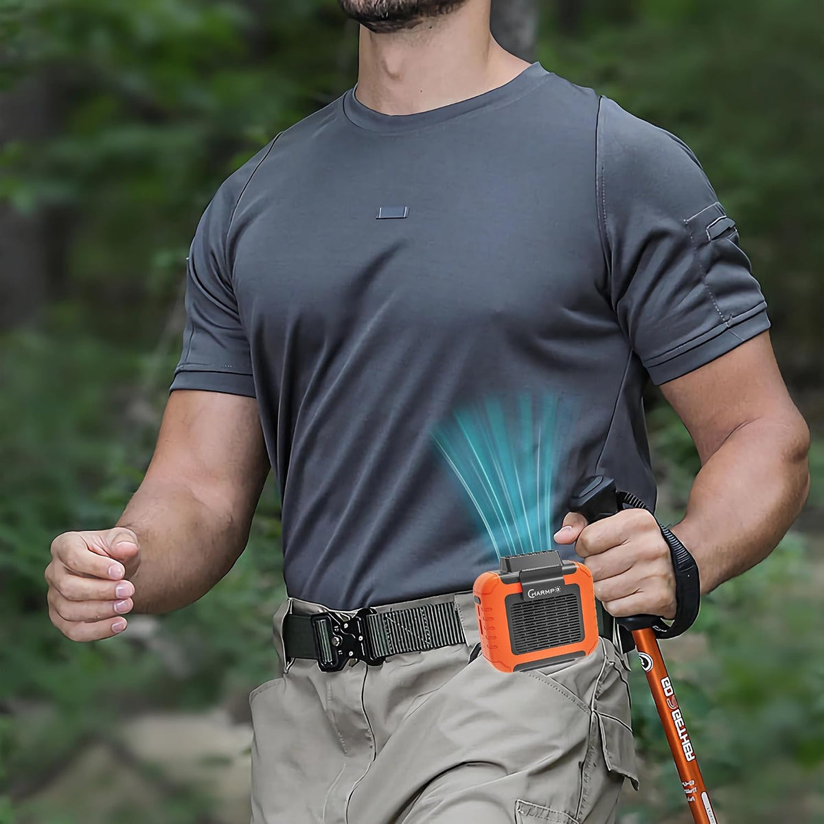 Waist Fan - Portable Cooling Clip Belt Fan with 10000mAh Battery, 24H Working Time, 3 Speeds, 16000RPM Airflow, LED SOS Warning Light for Jobsite, Farming, Fishing, Hot Summer