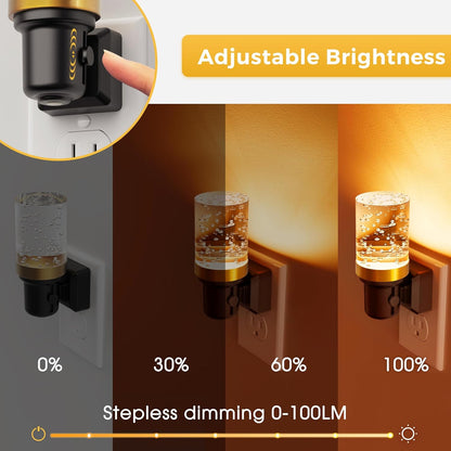 L LOHAS LED Night Light, Dimmable Night Lights Plug into Wall, Automatic Night Lights Plug in with Auto Light Sensor,Adjustable Brightness Amber LED Night Light, for Bedroom Hallway Home Decor