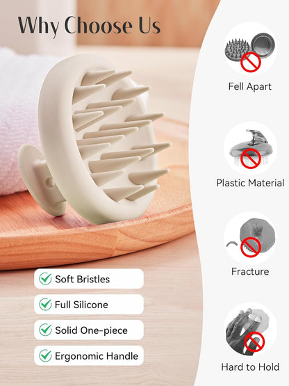 HEETA Scalp Massager Hair Growth, Scalp Scrubber with Soft Bristles, Integrated Silicone Design, Exfoliator for Dandruff Removal & Relaxation, Shampoo Brush Fit Wet Dry Hair Use, Black