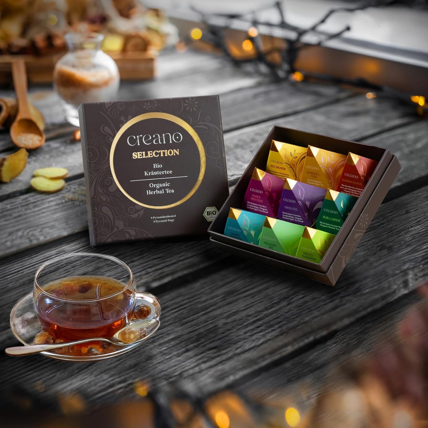 Creano Organic Herbal Tea Sampler Gift Set - Tea Gift Box - 27 Organic Tea Bags in 9 Different Varieties 54 g