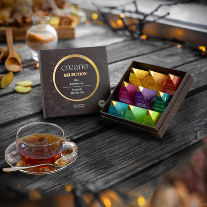 Creano Organic Herbal Tea Sampler Gift Set - Tea Gift Box - 27 Organic Tea Bags in 9 Different Varieties 54 g