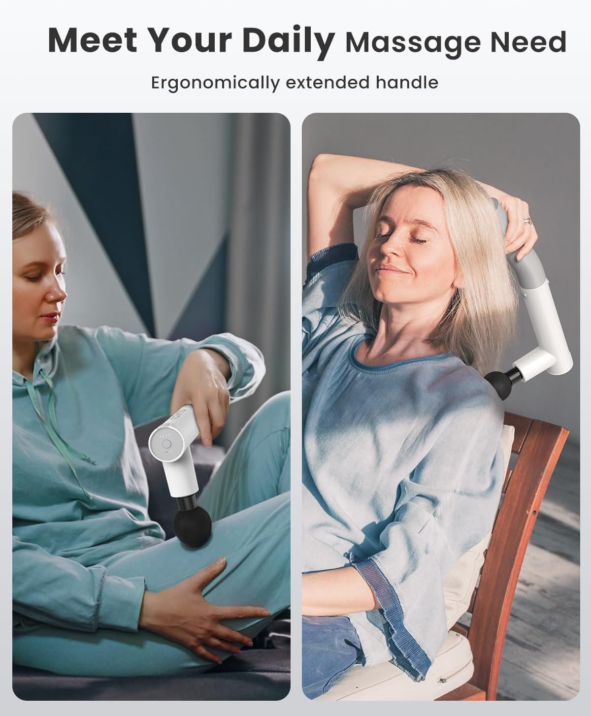 RENPHO Extend Massage Gun, Electric Handheld Massage Gun Deep Tissue, Portable Mini Massage Guns Type-C Charging, Percussion Massager for Neck and Back, Gifts for Women/Men