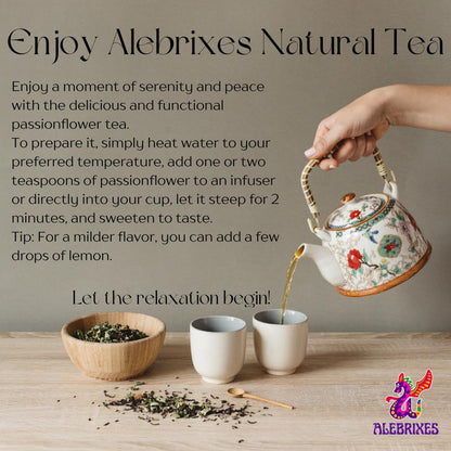 Alebrixes | Passion Flower Herbal Tea (4 oz) | Whole Dried Passionflower Leaf | Te Passiflora - Pasiflora | Relaxation, Focus, Bed Time Tea.
