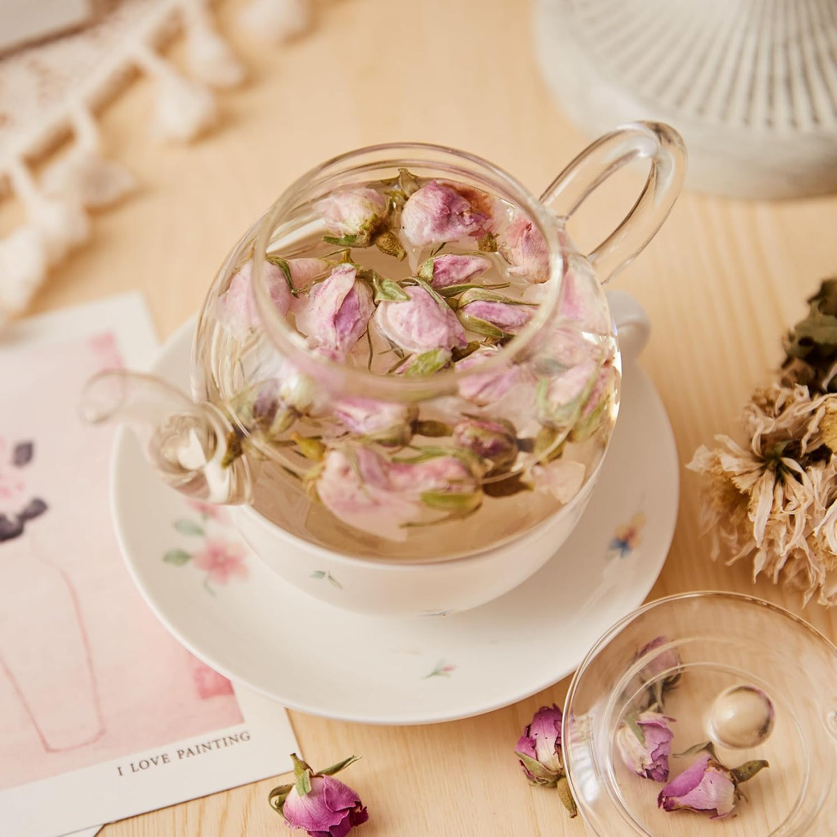 ChaWuWarmSun [A] Rose Tea Buds, 3oz/85g Pink Flower Petal Loose Leaf